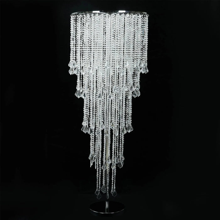 4ft Chandelier Floral Waterfall Crystal Beaded Table Centerpiece - Silver CHDLR_071_47_SILV