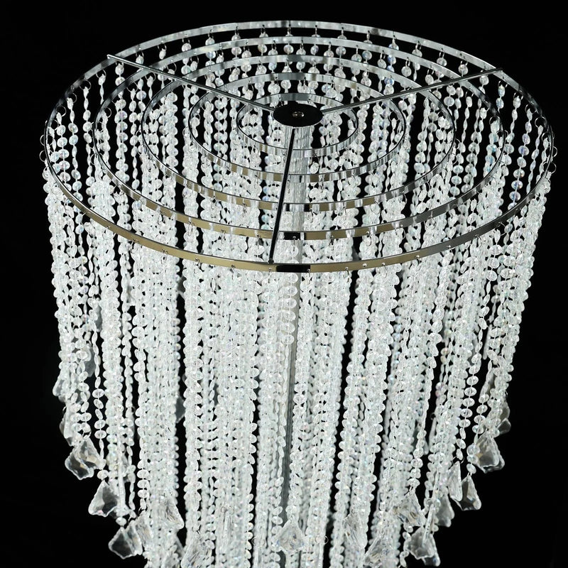 4ft Chandelier Floral Waterfall Crystal Beaded Table Centerpiece - Silver CHDLR_071_47_SILV