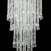 4ft Chandelier Floral Waterfall Crystal Beaded Table Centerpiece - Silver CHDLR_071_47_SILV