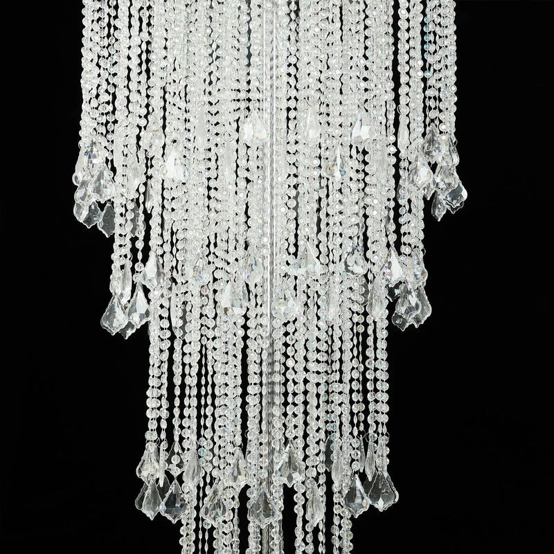 4ft Chandelier Floral Waterfall Crystal Beaded Table Centerpiece - Silver CHDLR_071_47_SILV