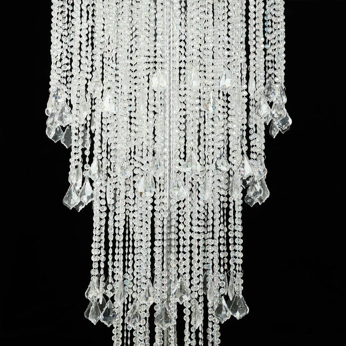 4ft Chandelier Floral Waterfall Crystal Beaded Table Centerpiece - Silver CHDLR_071_47_SILV