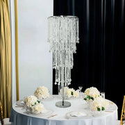 4ft Chandelier Floral Waterfall Crystal Beaded Table Centerpiece - Silver CHDLR_071_47_SILV