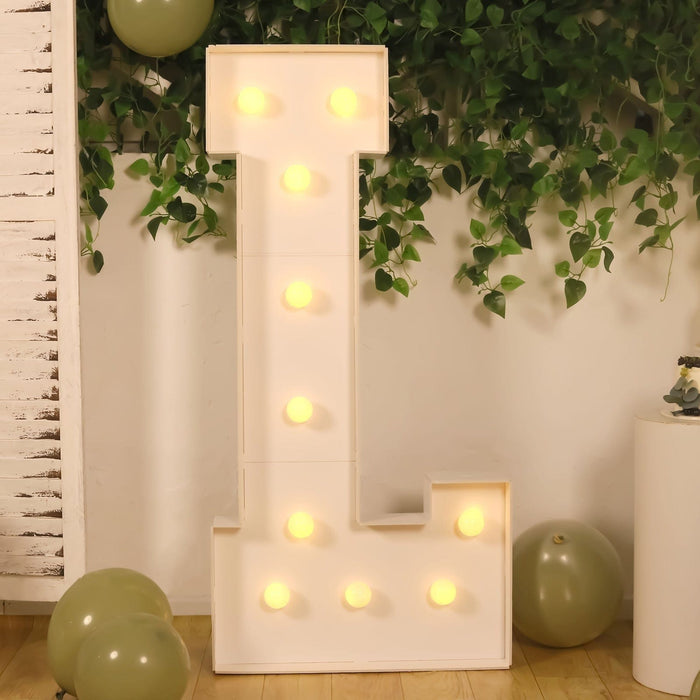 4ft XL LED Marquee Letter Foam Board with 10 Warm White Battery Operated LEDs - White