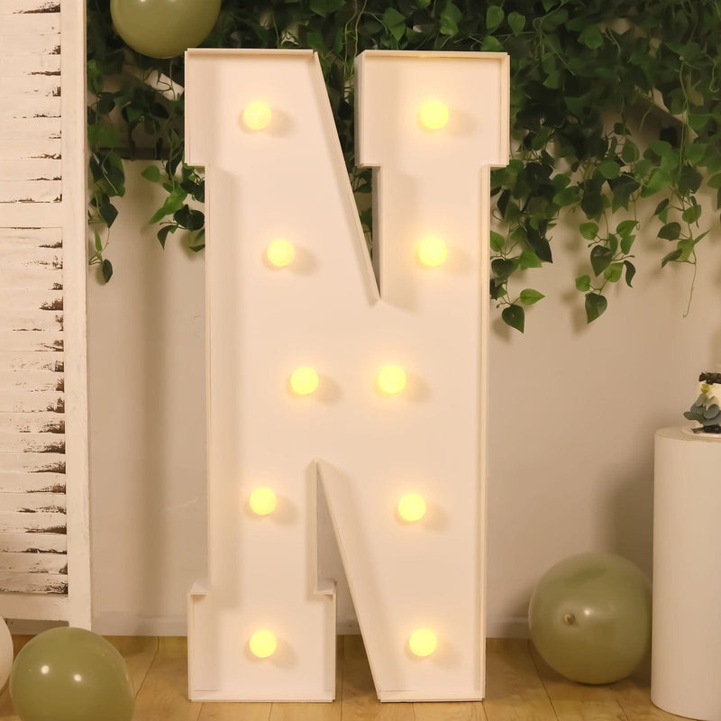 4ft XL LED Marquee Letter Foam Board with 10 Warm White Battery Operated LEDs - White