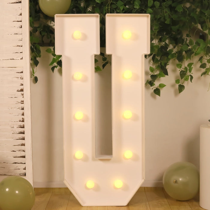 4ft XL LED Marquee Letter Foam Board with 10 Warm White Battery Operated LEDs - White