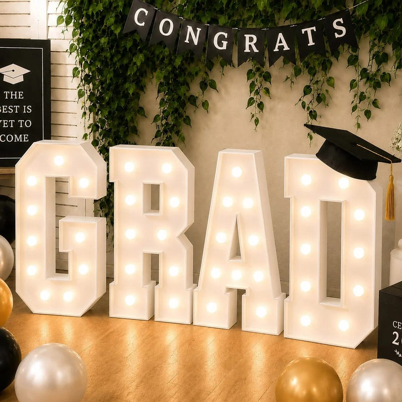 4ft Lighted Pre-Cut Foam Board LED "GRAD" Marquee Letter Set