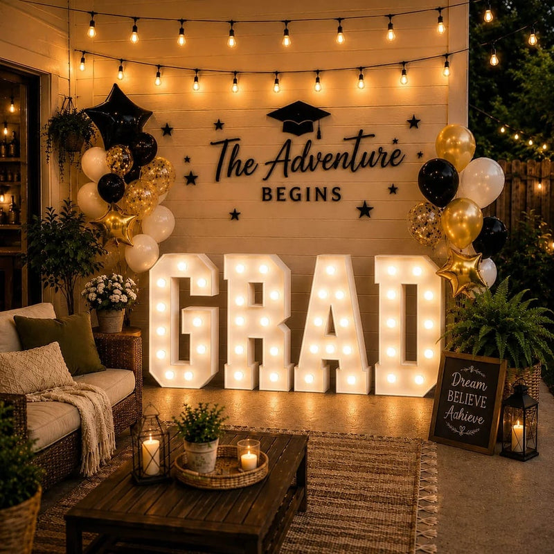 4ft Lighted Pre-Cut Foam Board LED "GRAD" Marquee Letter Set