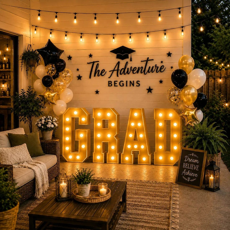 4ft Lighted Pre-Cut Foam Board LED "GRAD" Marquee Letter Set