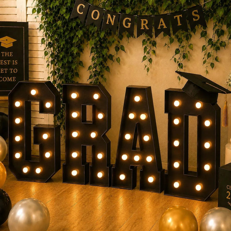 4ft Lighted Pre-Cut Foam Board LED "GRAD" Marquee Letter Set