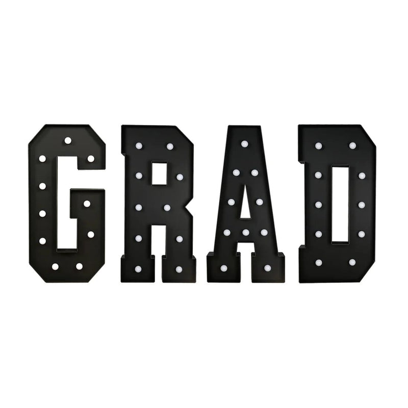 4ft Lighted Pre-Cut Foam Board LED "GRAD" Marquee Letter Set BDL_WOD_METLTR11_4FT_BLK_GRAD