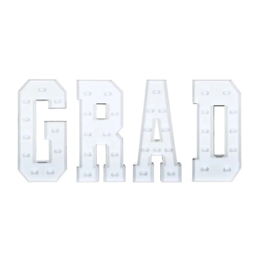 4ft Lighted Pre-Cut Foam Board LED "GRAD" Marquee Letter Set BDL_WOD_METLTR11_4FT_WHT_GRAD