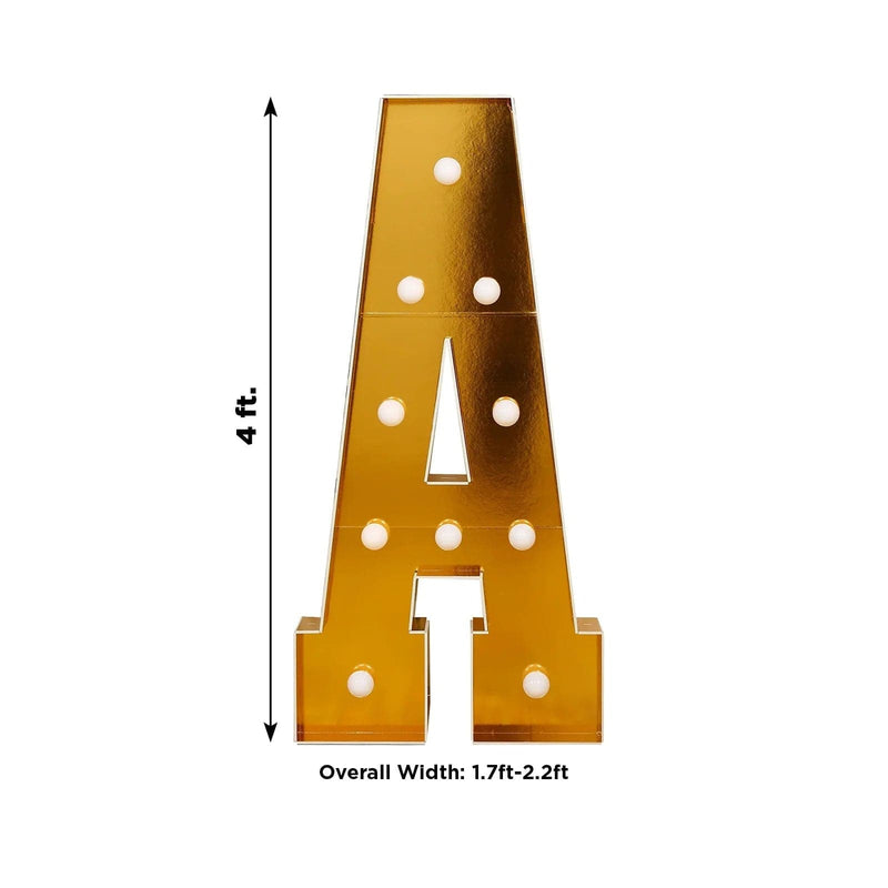 4ft Lighted Pre-Cut Foam Board LED Marquee Letter - Gold