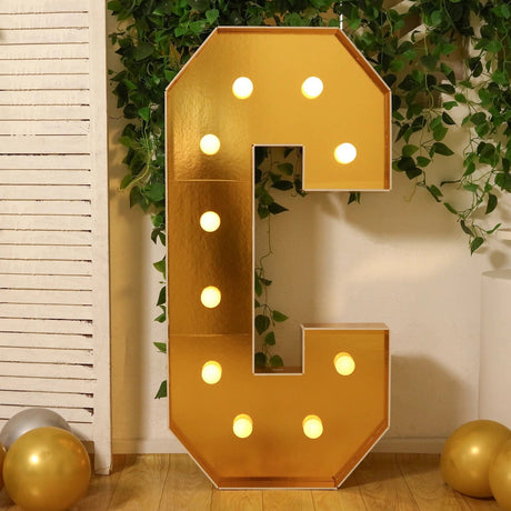 4ft Lighted Pre-Cut Foam Board LED Marquee Letter - Gold