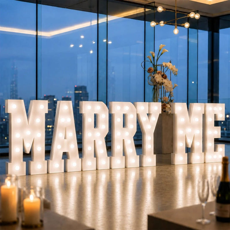 4ft Lighted Pre-Cut Foam Board LED "MARRY ME" Marquee Letter Set