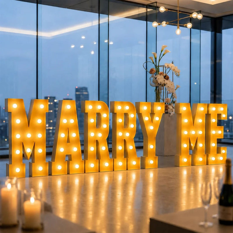 4ft Lighted Pre-Cut Foam Board LED "MARRY ME" Marquee Letter Set
