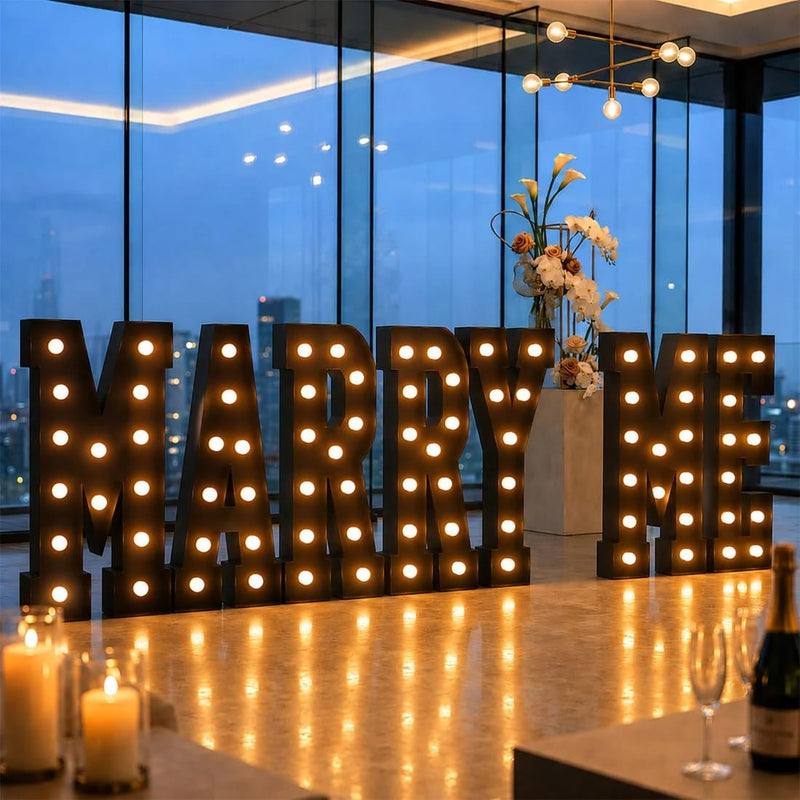 4ft Lighted Pre-Cut Foam Board LED "MARRY ME" Marquee Letter Set