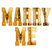 4ft Lighted Pre-Cut Foam Board LED "MARRY ME" Marquee Letter Set BDL_WOD_METLTR11_4FT_GD_MARRY