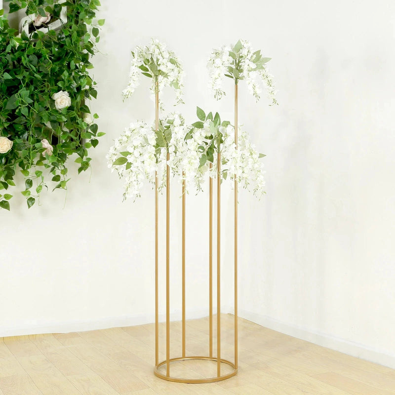 4ft Metal 6-Tubes Single Stem Flower Centerpiece Minimalist Style - Gold IRON_VASE_013_RND_48_GOLD