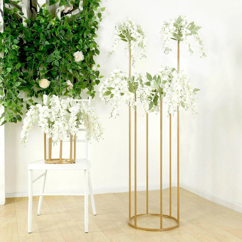 4ft Metal 6-Tubes Single Stem Flower Centerpiece Minimalist Style - Gold IRON_VASE_013_RND_48_GOLD