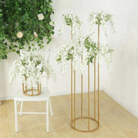 4ft Metal 6-Tubes Single Stem Flower Centerpiece Minimalist Style - Gold IRON_VASE_013_RND_48_GOLD