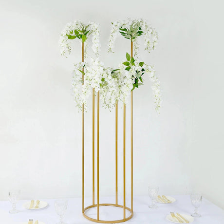 4ft Metal 6-Tubes Single Stem Flower Centerpiece Minimalist Style - Gold IRON_VASE_013_RND_48_GOLD