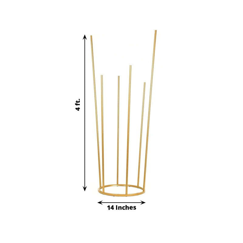4ft Metal 6-Tubes Single Stem Flower Centerpiece Minimalist Style - Gold IRON_VASE_013_RND_48_GOLD