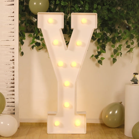 4ft XL LED Marquee Letter Foam Board with 10 Warm White Battery Operated LEDs - White