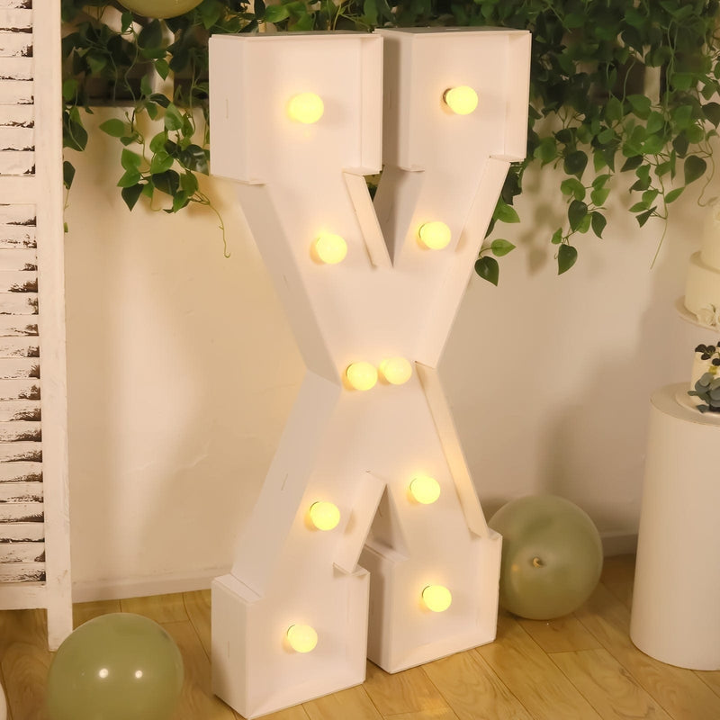 4ft XL LED Marquee Letter Foam Board with 10 Warm White Battery Operated LEDs - White