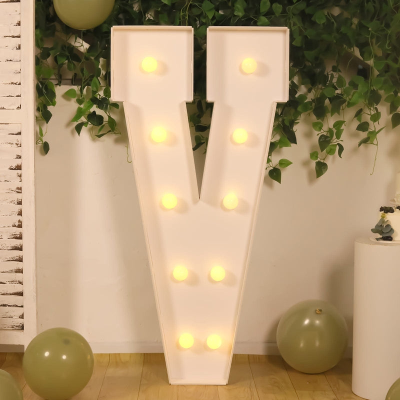 4ft XL LED Marquee Letter Foam Board with 10 Warm White Battery Operated LEDs - White