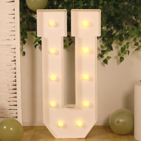 4ft XL LED Marquee Letter Foam Board with 10 Warm White Battery Operated LEDs - White