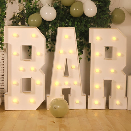 4ft XL LED Marquee Letter Foam Board with 10 Warm White Battery Operated LEDs - White