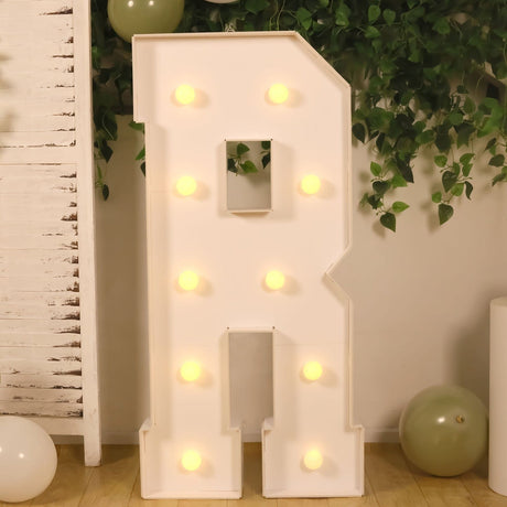 4ft XL LED Marquee Letter Foam Board with 10 Warm White Battery Operated LEDs - White