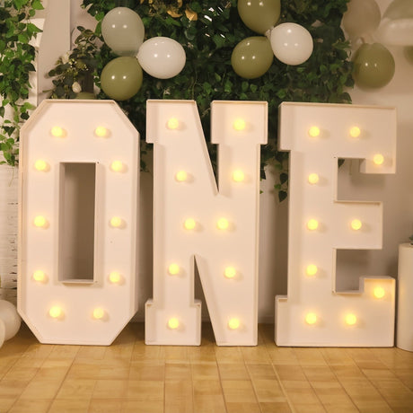 4ft XL LED Marquee Letter Foam Board with 10 Warm White Battery Operated LEDs - White