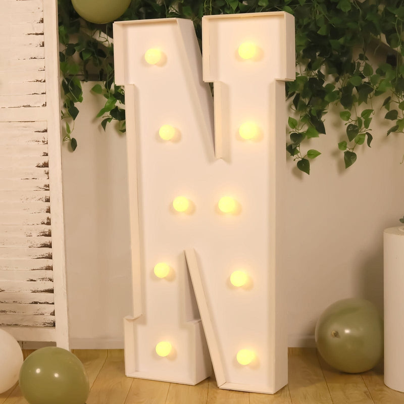 4ft XL LED Marquee Letter Foam Board with 10 Warm White Battery Operated LEDs - White
