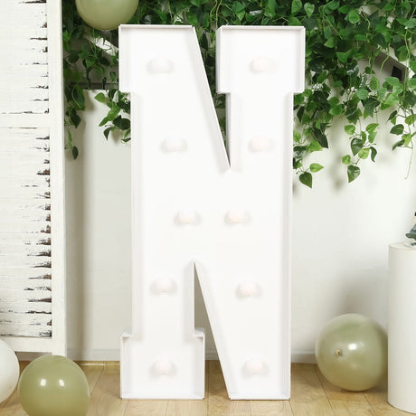 4ft XL LED Marquee Letter Foam Board with 10 Warm White Battery Operated LEDs - White