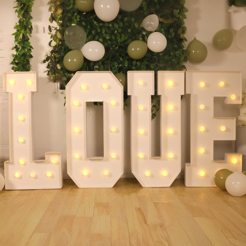 4ft XL LED Marquee Letter Foam Board with 10 Warm White Battery Operated LEDs - White