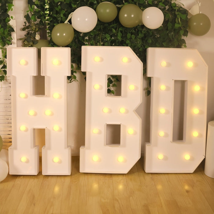4ft XL LED Marquee Letter Foam Board with 10 Warm White Battery Operated LEDs - White