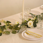 5.5 ft LED Peony Garland with Artificial Eucalyptus Battery Operated Fairy Lights - White and Green LEDSTR_ARTI_GLND_GRN022