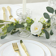 5.5 ft LED Peony Garland with Artificial Eucalyptus Battery Operated Fairy Lights - White and Green LEDSTR_ARTI_GLND_GRN022