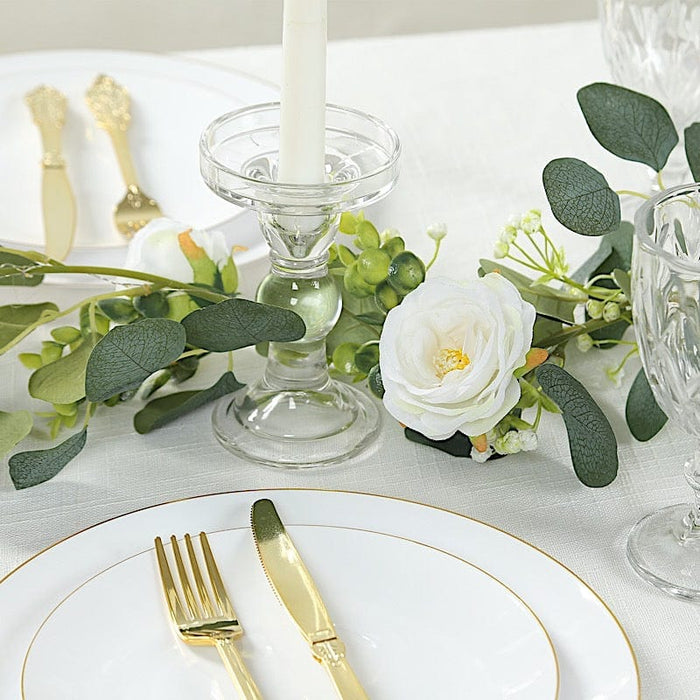 5.5 ft LED Peony Garland with Artificial Eucalyptus Battery Operated Fairy Lights - White and Green LEDSTR_ARTI_GLND_GRN022