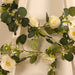 5.5 ft LED Peony Garland with Artificial Eucalyptus Battery Operated Fairy Lights - White and Green LEDSTR_ARTI_GLND_GRN022