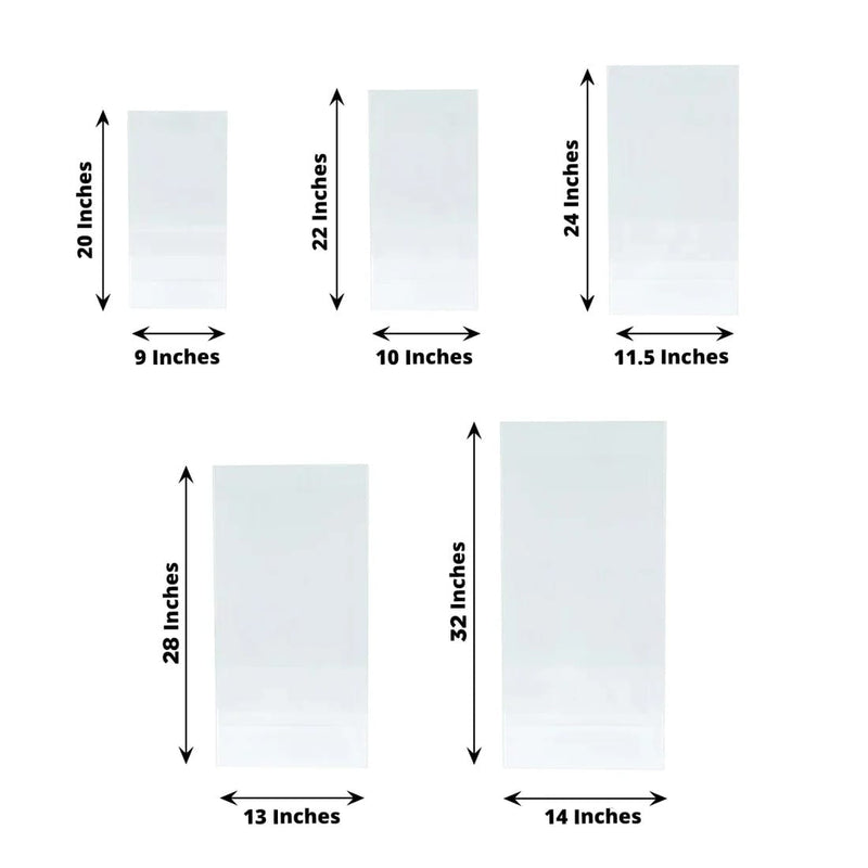 5 Acrylic Rectangular Display Stands Pre-Assembled Pedestal Riser - Clear PROP_BOX_001_SET_ACRY_CLR