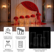 5 Acrylic Rectangular Display Stands Pre-Assembled Pedestal Riser - Clear PROP_BOX_001_SET_ACRY_CLR