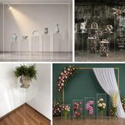 5 Acrylic Rectangular Display Stands Pre-Assembled Pedestal Riser - Clear PROP_BOX_001_SET_ACRY_CLR