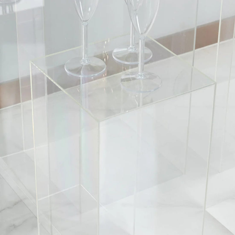 5 Acrylic Rectangular Display Stands Pre-Assembled Pedestal Riser - Clear PROP_BOX_001_SET_ACRY_CLR