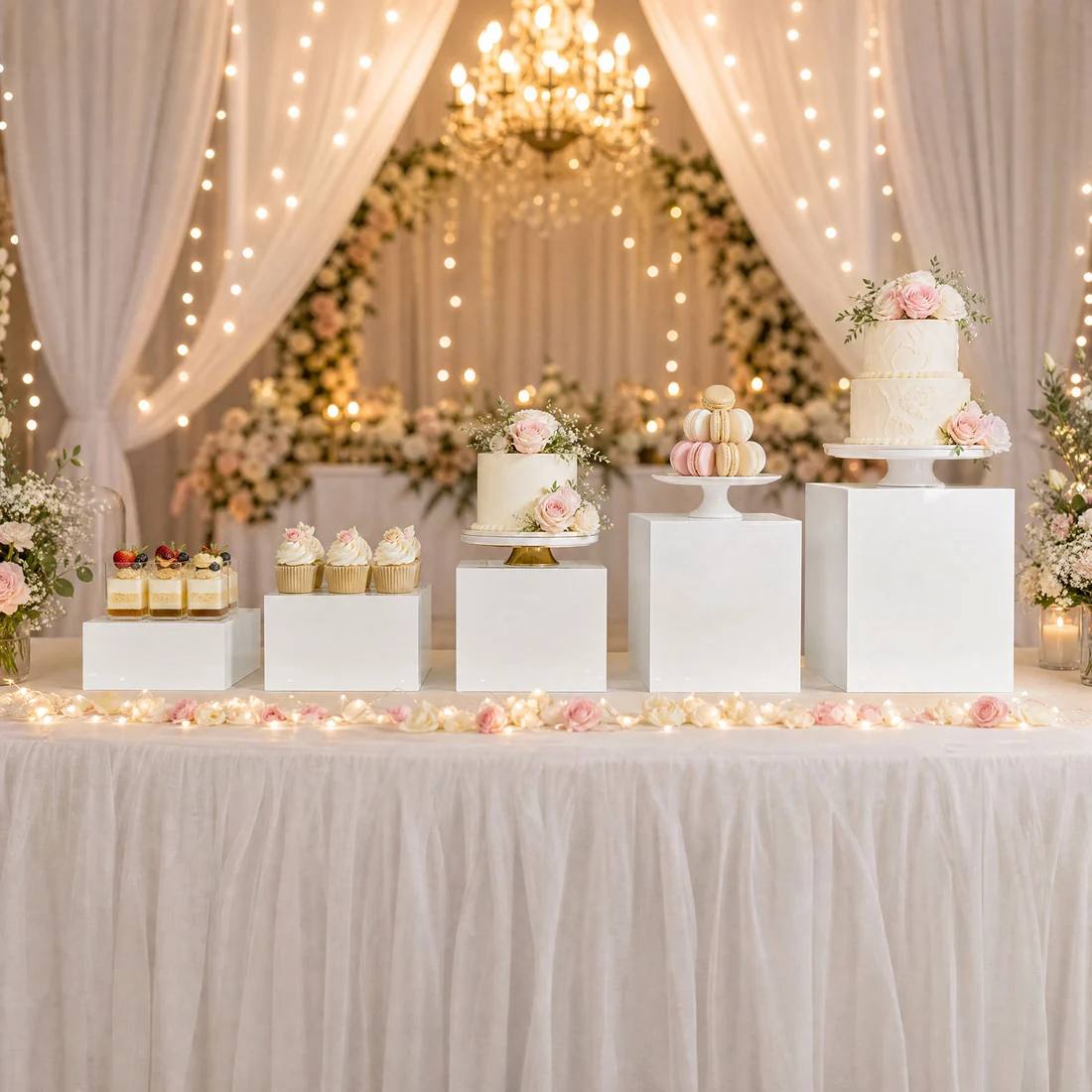 5 Acrylic Square Cake Risers Dessert Display Stands