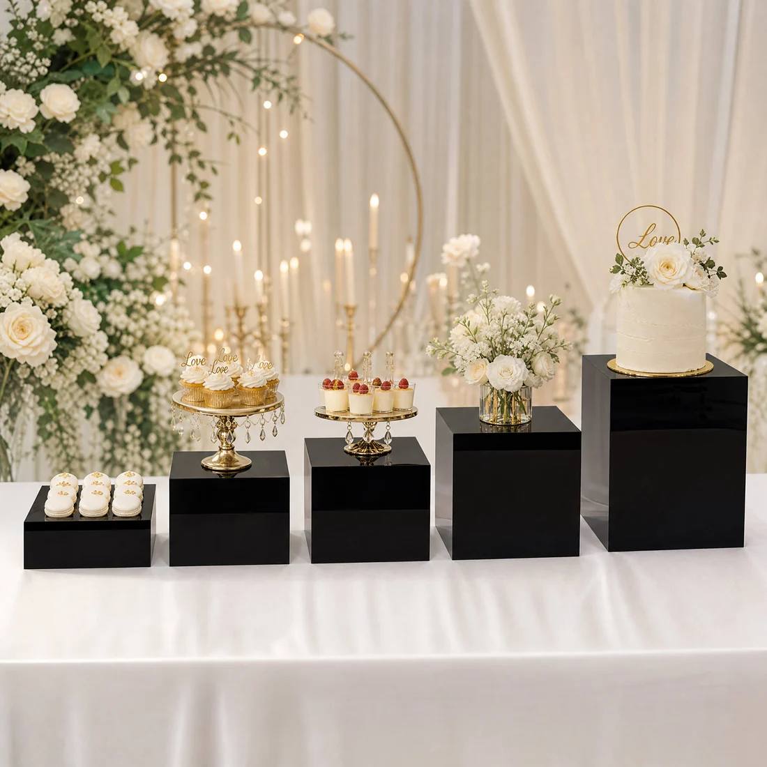 5 Acrylic Square Cake Risers Dessert Display Stands