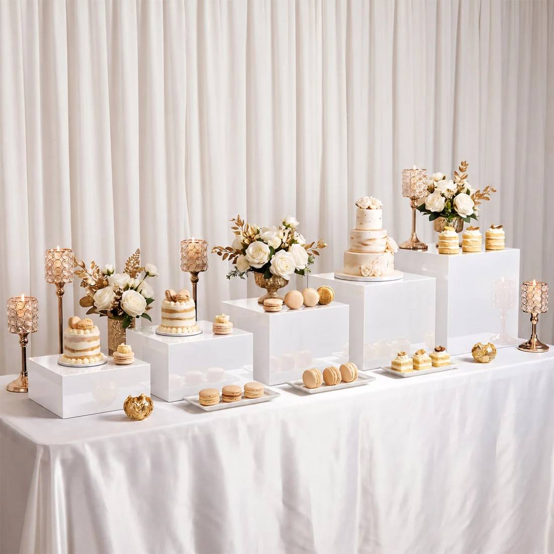 5 Acrylic Square Cake Risers Dessert Display Stands