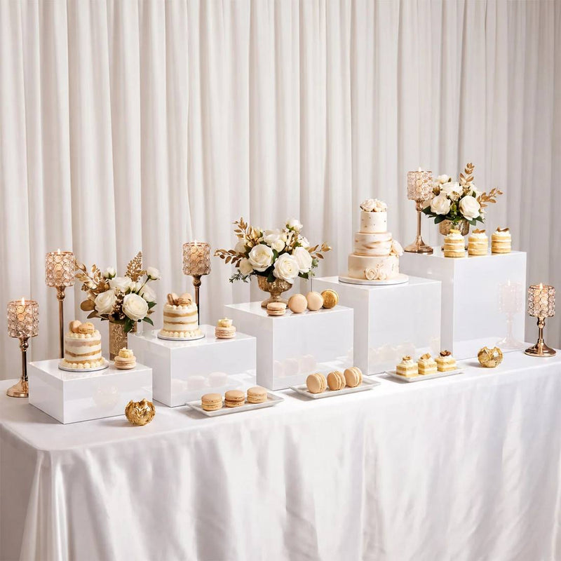 5 Acrylic Square Cake Risers Dessert Display Stands