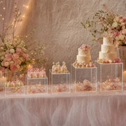 5 Acrylic Square Cake Risers Dessert Display Stands